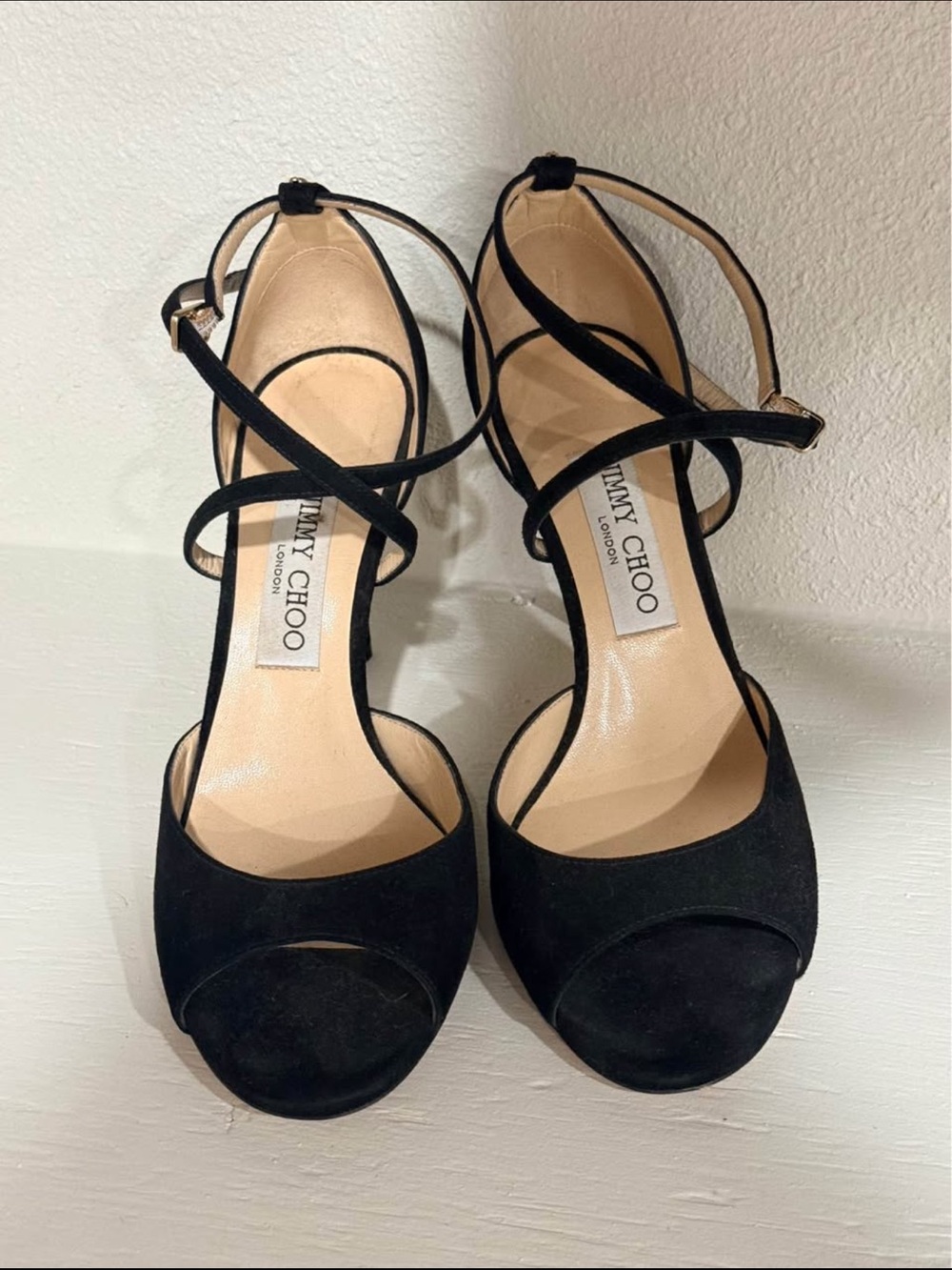Jimmy Choo Black Suede Strappy Open-Toe Sandals